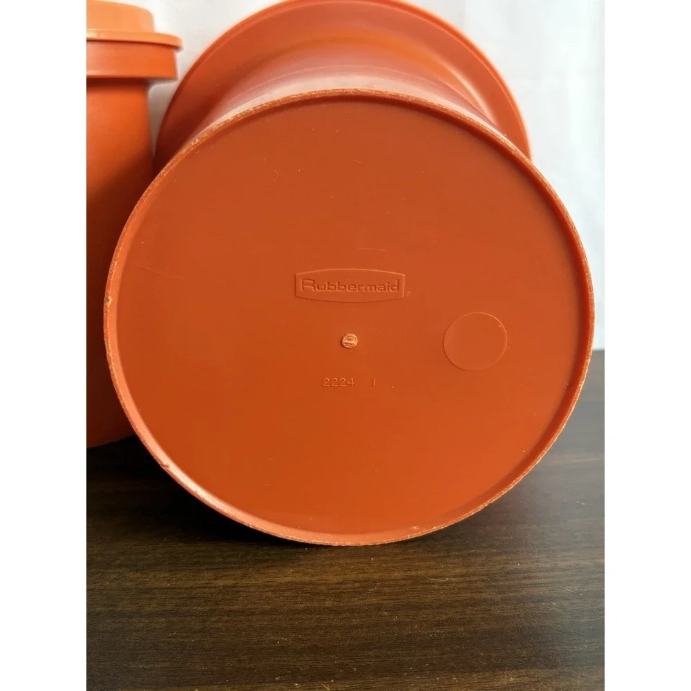 Vintage Retro Rubbermaid Orange Flower power nesting Canister Set 3pc with Lids
